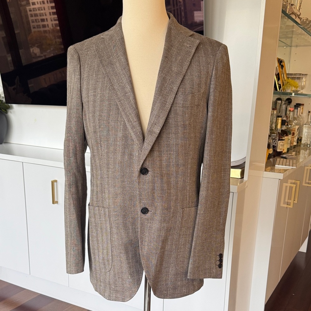 NWT Proper Cloth Brown Herringbone Blazer